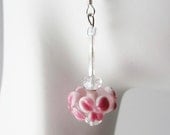 Floral Lampwork and Crystal Earrings Pink