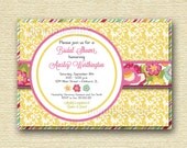 Shabby Chic Yellow Damask and Spring Flowers Bridal Shower Invite - PRINTABLE INVITATION DESIGN Il_170x135