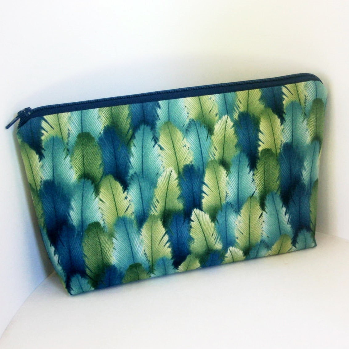 Feather Line Up Cosmetic Zipper Pouch Make Up Bag