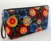 Floral Medallions Project Bag Large Zipper Pouch