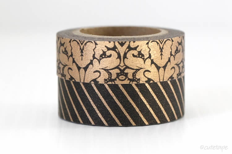 Bronze washi tape damask or stripe (chugoku)