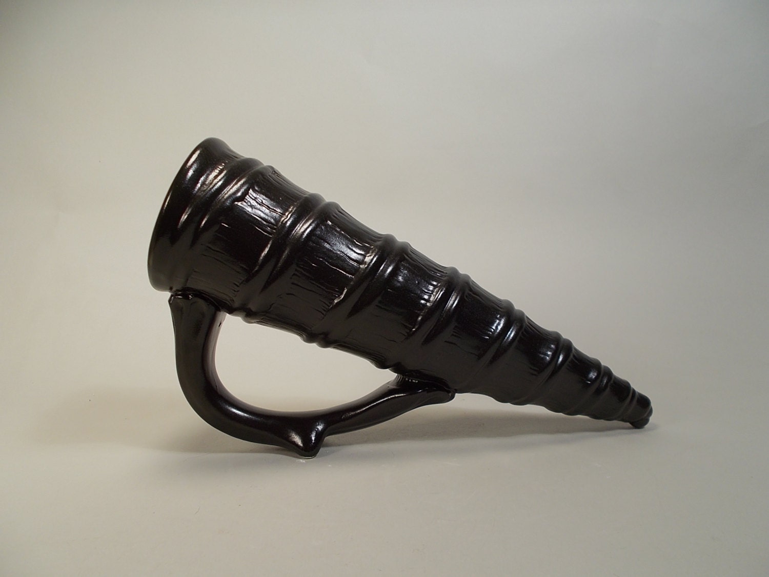 Dragon Horn Beer Mug Drinking Horn -  Style -- in Satin Black Glaze