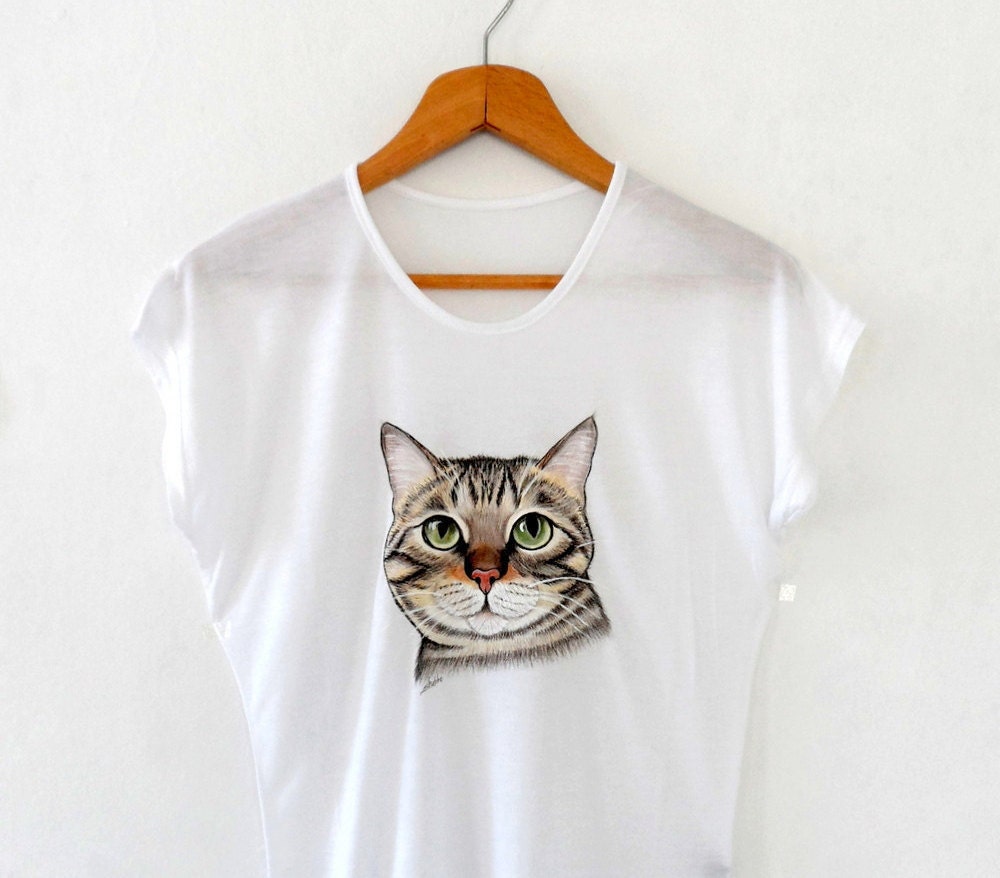Custom Pet Portrait Painting on Tshirt, hand painted art tee, made to order, gift for petlovers