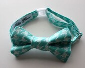 Little Guy Spring Easter Bow Tie - Teal Green Yellow Collection - Teal Houndstooth (3T- 6 years) - Boy Toddler- (Ready to Ship) - Photo Prop