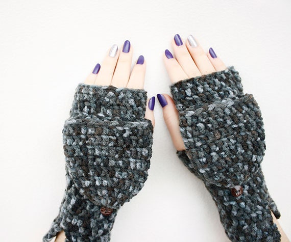 immediate download - Crochet Pattern - Easy Fingerless Mitten with Flaps - PDF