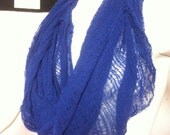 Blue shredded upcycle deconstructed infinity scarf