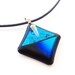 Black & Blue Gradient Dichroic Triangles, Pendant Necklace, Fused Glass Jewelry