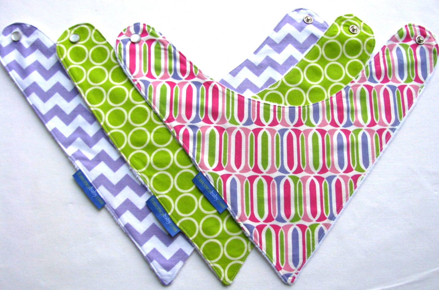 3 Baby Bandana Bibs with Minky in Girly Prints