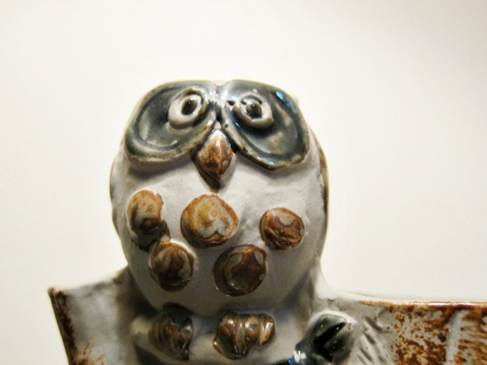 vintage Owl Tree Stump Planter, Trinket Dish