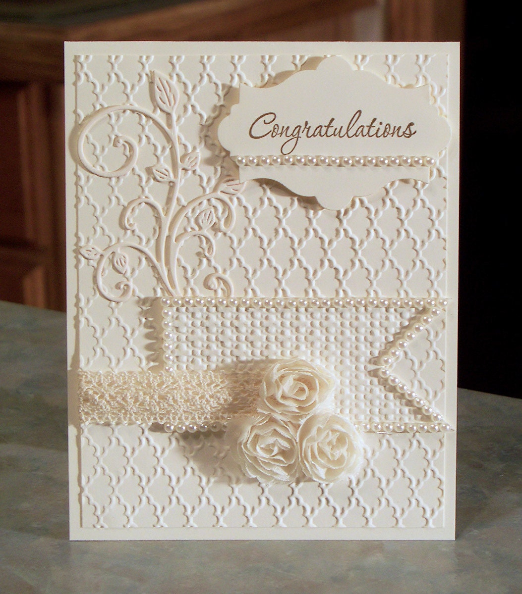 Embossed Congratulations Card, Stampin' Up Love & Laughter - Cream Anniversary or Wedding