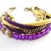 Twinkle - Boho style violet yellow leather stacking bracelet etsy