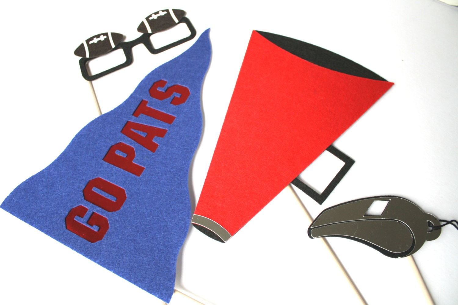 Super Bowl. Party Props. Wedding Photo Props. Football. Photo Props. Mustache on a Stick. Props on a Stick - The Super Bowl Maro Kit