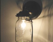 Vintage PLUG IN Quart Clear Canning Jar Sconce