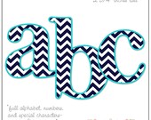 Navy Chevron Alphabet Set- Instant Download