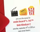 Movie Night / Movie Theater Birthday Party Invitation