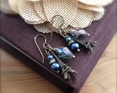 Eiffel Tower Charm Earrings Antiqued Brass