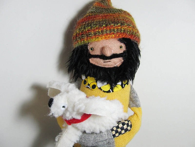 Plush Fabric Boy Doll with Hat and Dog