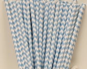 CHEVRON PAPER STRAWS, 25 Powder Blue Chevron Straws with Diy Flags, Easter parties, Birthday, Weddings, Graduation