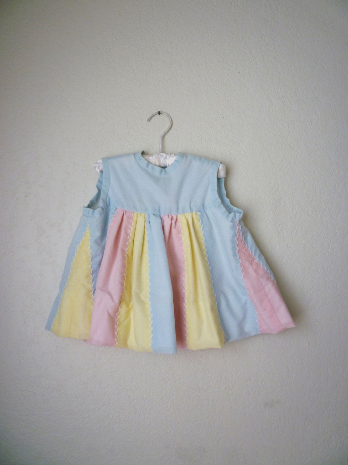 Vintage Pastel Rainbow Babydoll Top, Size 24 Months-2T