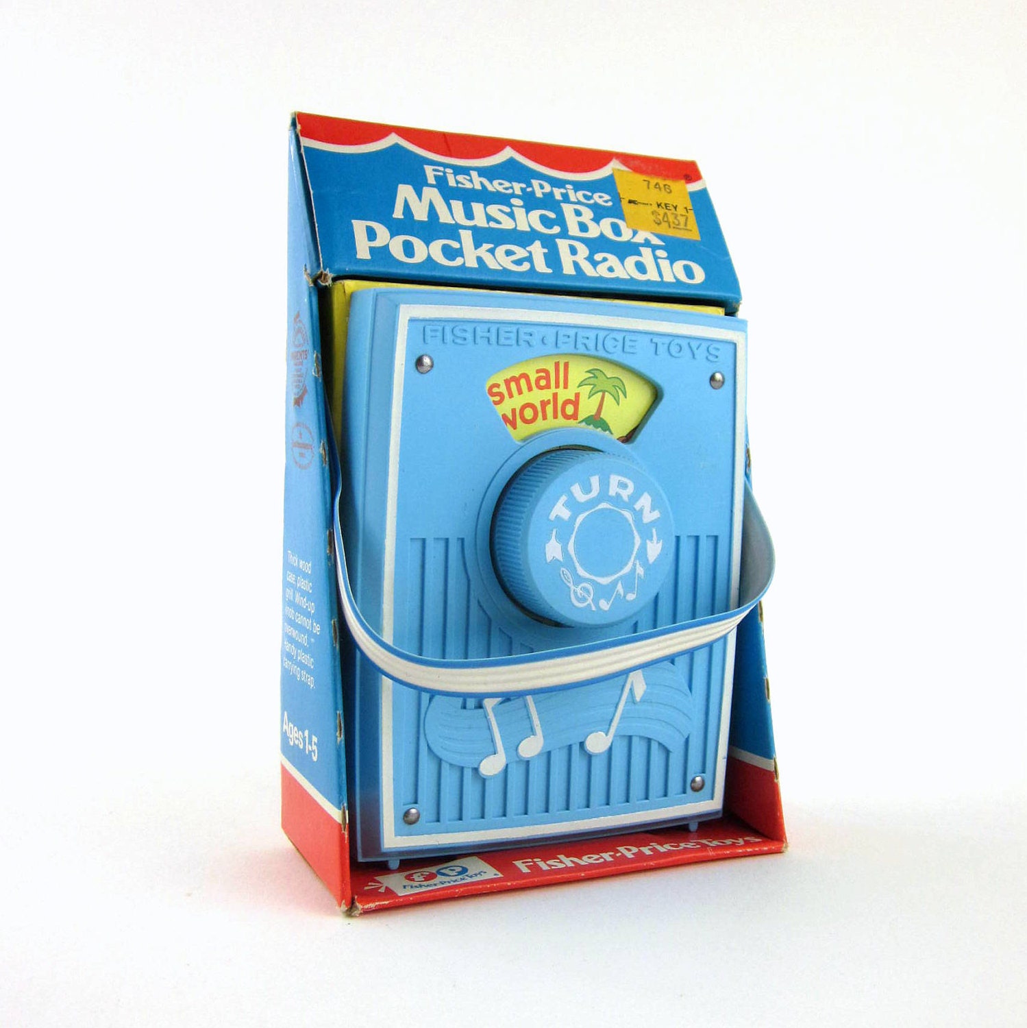 Fisher Price Music Box Pocket Radio in Box 1977 / It's A Small World Tune / Like-New Condition - AttysSproutVintage