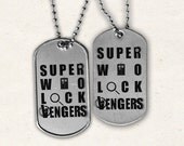 Pendant SuperWhoLockVengers dog tag / Supernatural , Doctor Who , Sherlock , Avemgers fandom