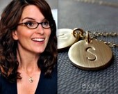 Two Discs Initial Necklace - Celebrity Style - 14K Goldfilled - Half Inch Discs