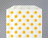 Yellow Polka Dot Goody Bags / Favor Bags / Treat Bags (20) - 5 x 7.5 inches