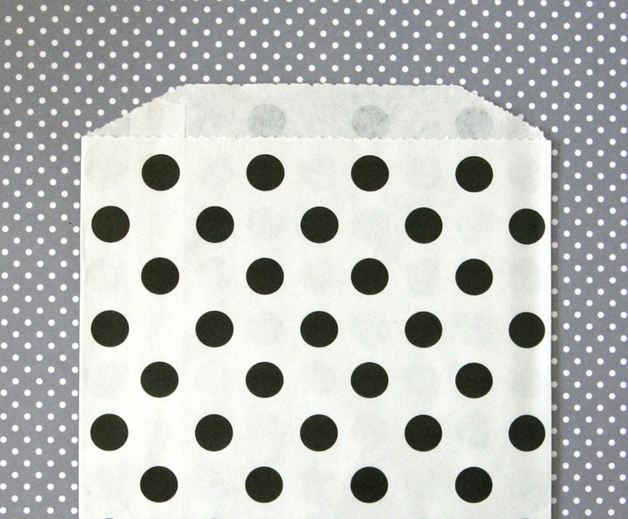 Black Polka Dot Goody Bags / Favor Bags / Treat Bags (20) - 5 x 7.5 inches Il_570xn