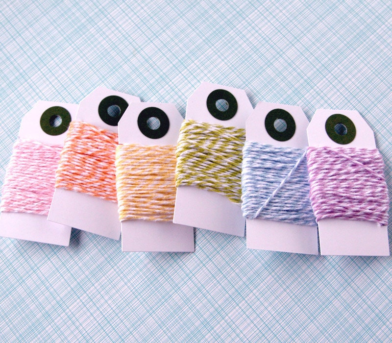 Baker's Twine Mix - Pastel Rainbow - Pink, Yellow, Orange, Green, Pastel Blue, Pale Yellow - 30 yards total Il_570xn