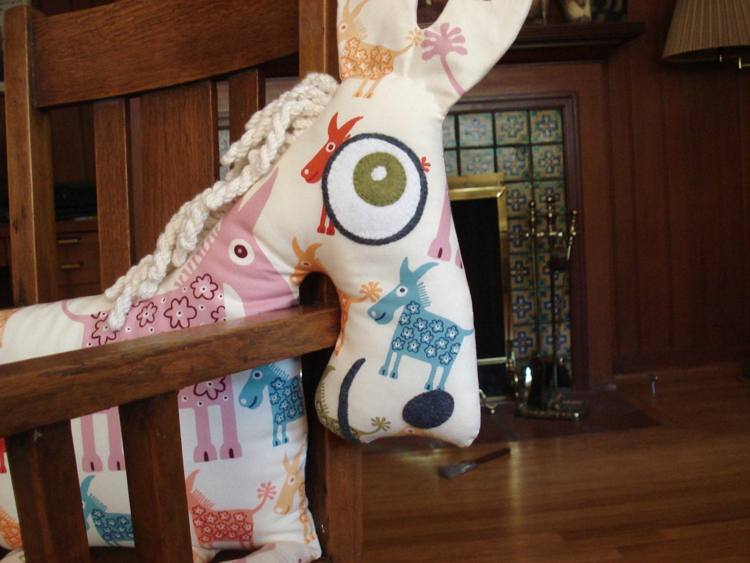 Soft Donkey Pillow or toy from Alexander Henry "Senor Burrito" fabric