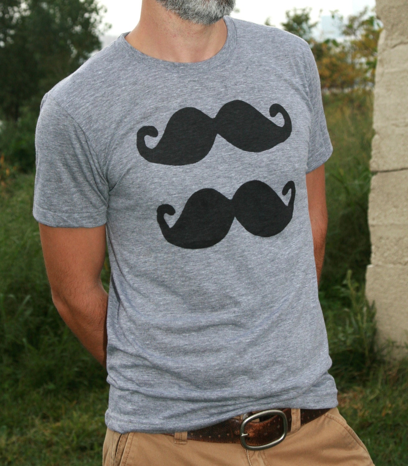 Mustache Tee, Hand Drawn, Screen Printed, American Apparel
