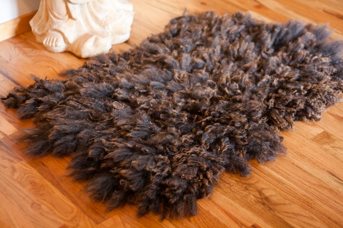 Eco Sheepskin rug, no-kill pelt, felt pelt, Romney wool, OOAK by Parvana