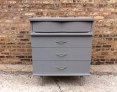 Mid Century Highboy In Elephant Skin Gray
