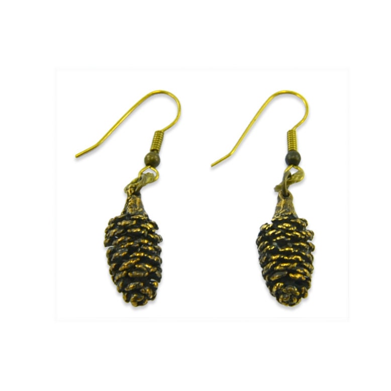 Tiny Pine Cone Earrings Fashion Jewelry by GwenDelicious on Etsy