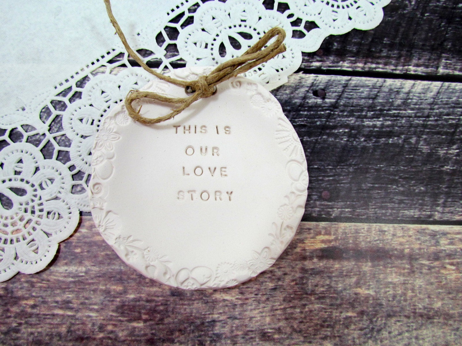 Alternative Wedding ring pillow - This is our love story Ring dish Wedding Ring bearer