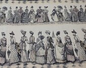 Japanese Cotton Print Fabric - Yuwa, Panel - Victorian Style, Michiko Sonobe - NT511