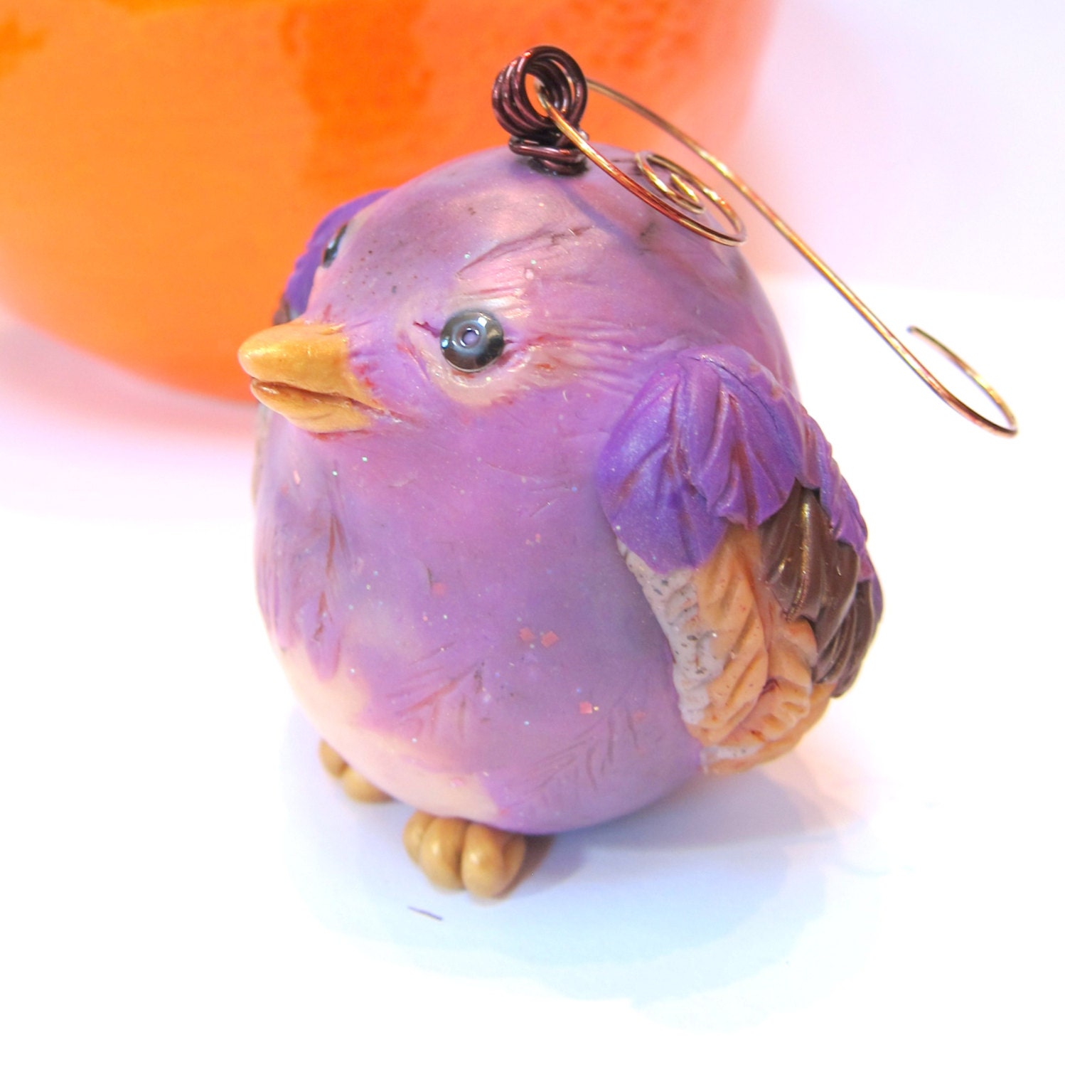 Purple Parakeet Birdie Ornament