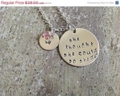 ON SALE Inspiration Necklace, Graduation Necklace- "She thought she could so she did" with initial charm and birthstone