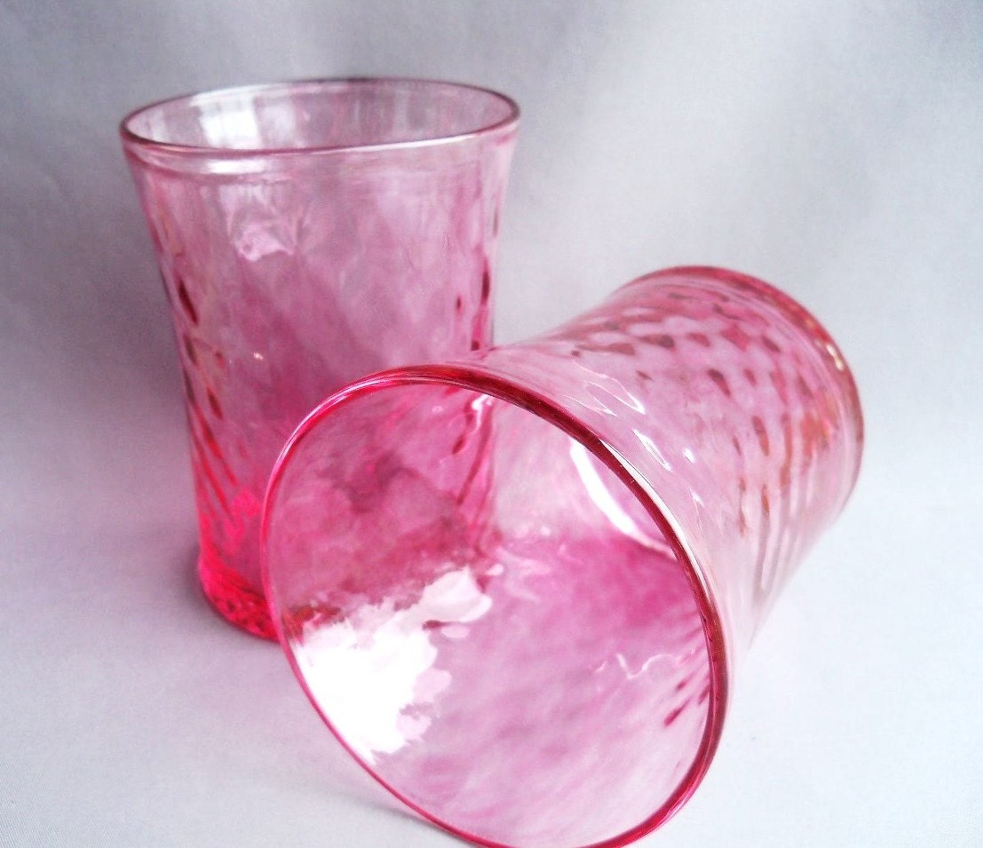 Ruby Red Blown Glass Tumblers,Beakers- Set of 2