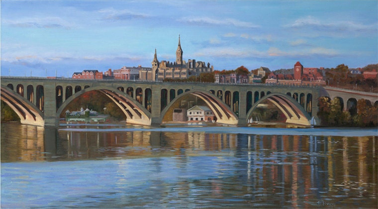 Small Giclee of Key Bridge and Georgetown