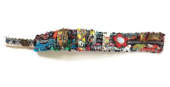 Zippy Upcycled Cuff Bracelet Multicolored Artsy