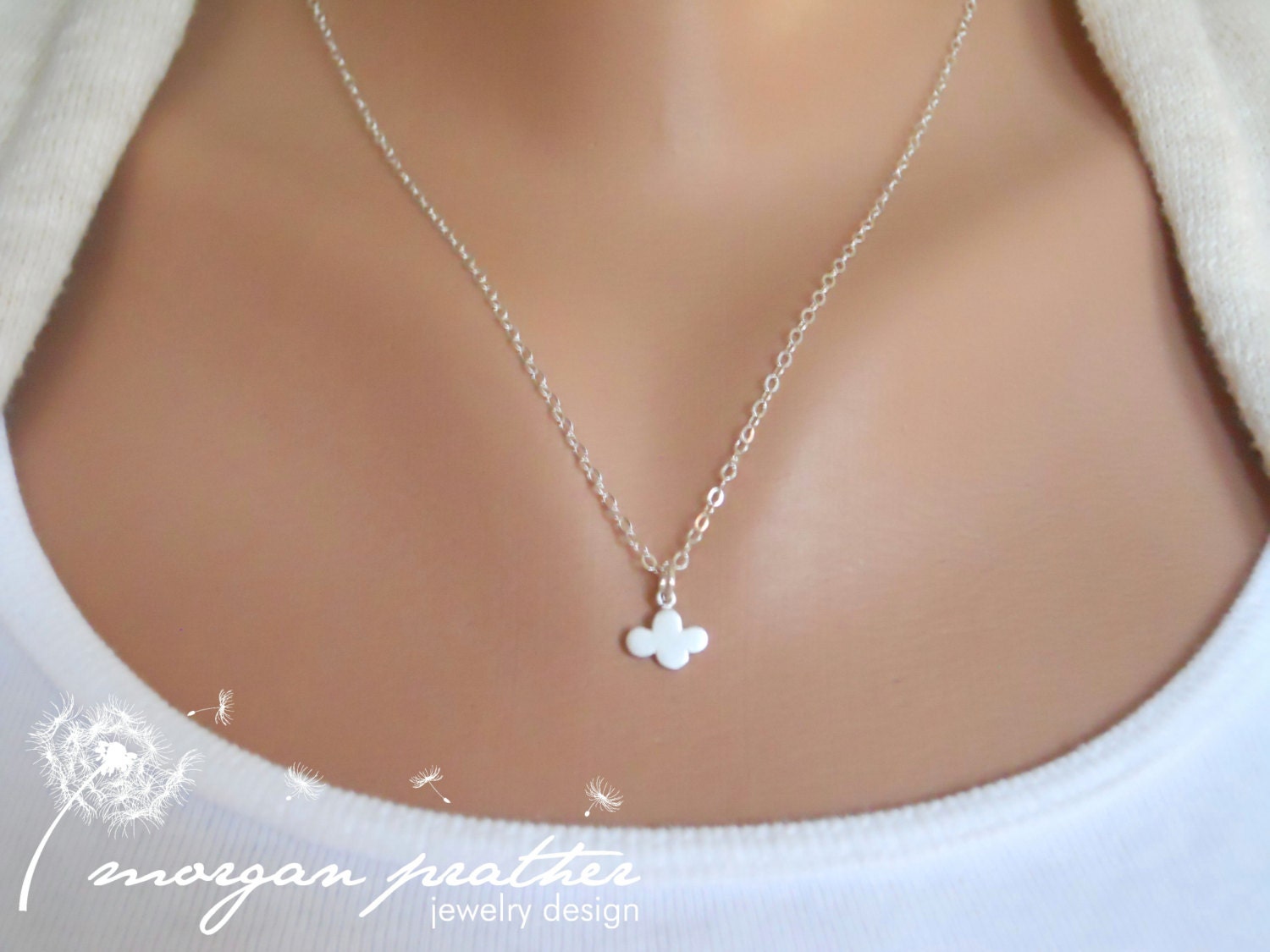 Little Cloud Necklace in Silver - Little Dainty Cloud Charm - Sterling Silver Fine Chain - Perfect Gift - morganprather