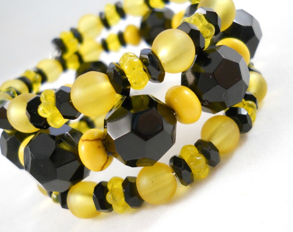 Black and Yellow Bracelet Stack Teen Jewelry