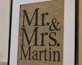 Personalized Burlap Artwork - Engagements, Weddings, Anniversaries. Artwork only.