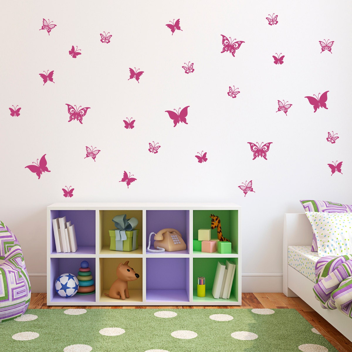 Butterfly Decal - Set of 28 Butterflies Wall Art - Children Wall Decals