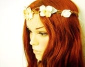 woodland wedding crown cream and copper hydreangeas mint velvet leaves