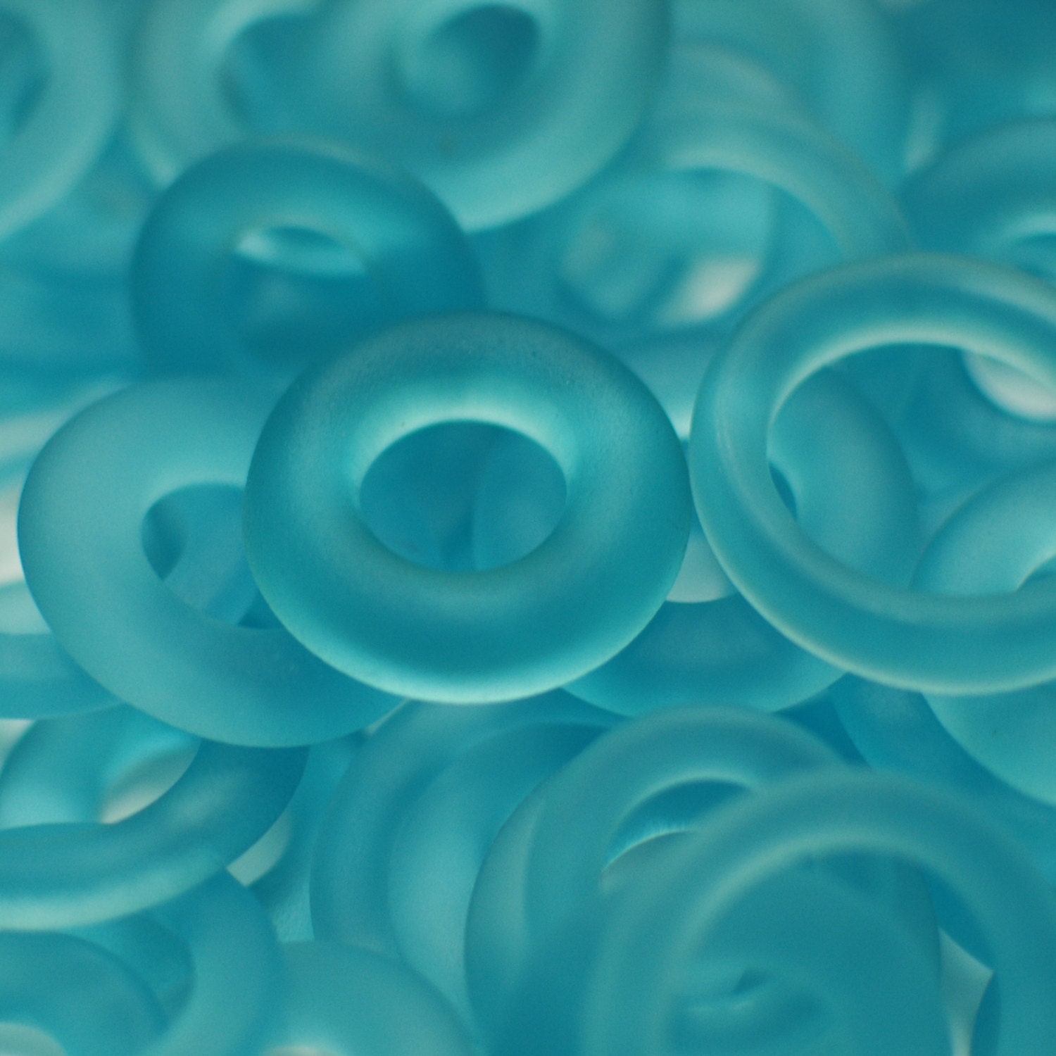 Three Recycled Bombay Sapphire Gin Bottle Glass Beads // Sea Glass Finish