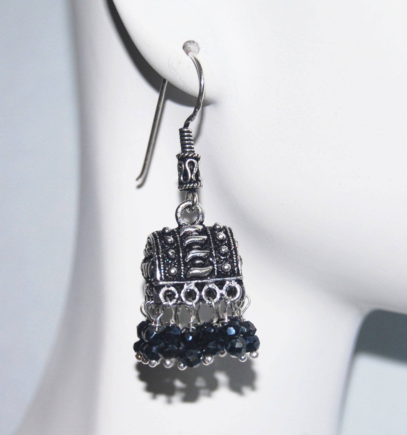 Chandelier Earrings - Black Spinel Chandelier Earrings - Jhumka Earrings-