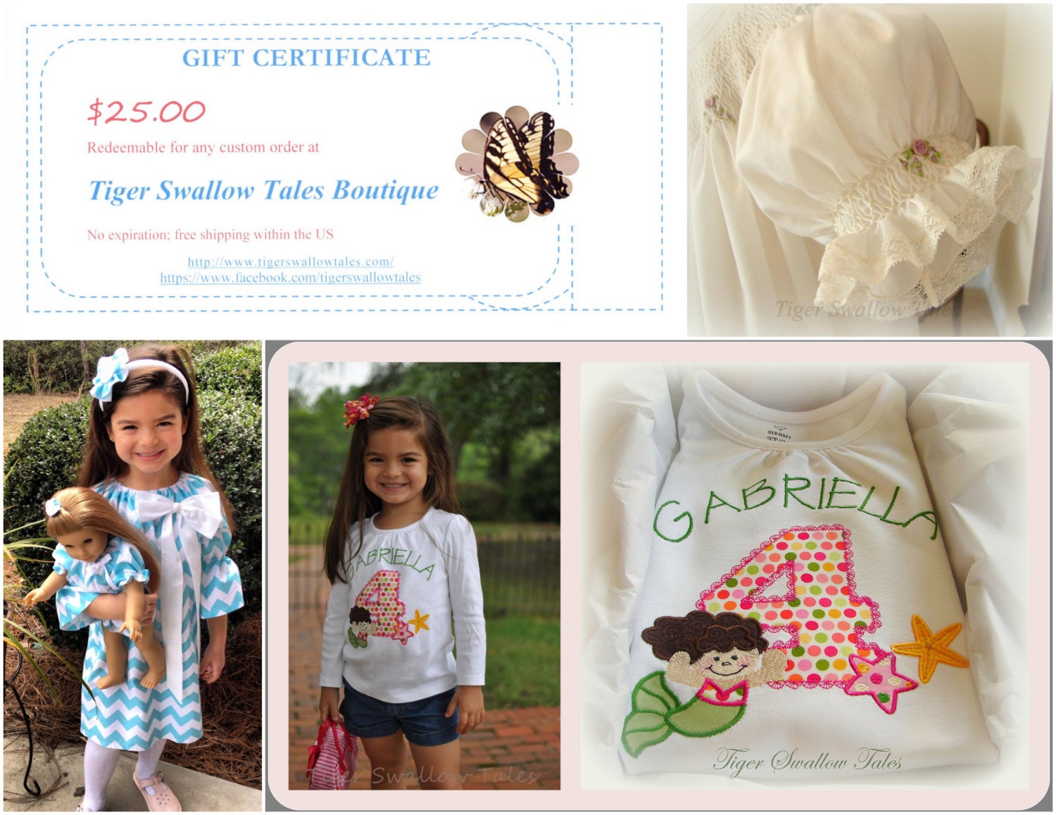 Gift Certificate, 25 - 100 Dollars, to celebrate your New Baby, Christening, Birthday or Wedding with Personalized Gifts