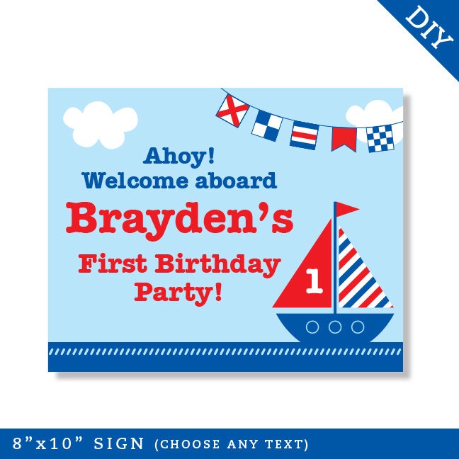 Nautical party - Personalized DIY printable sign